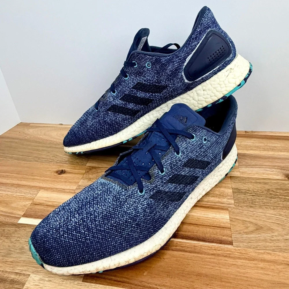 Adidas PureBoost DPR Mens Navy Blue Knit Running Shoes CG2994 Size 14